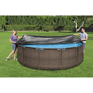 Bestway Round PVC 12 Foot Pool Cover for Above Ground Pro Frame Pools (2 Pack)