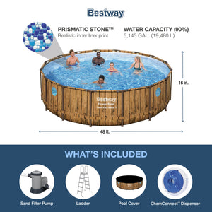 Bestway Power Steel Swim Vista 16' x 48" Round Above Ground Swimming Pool Set