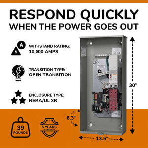 Generac 200 Amp Single Phase Automatic Smart Transfer Switch w/ Power Management