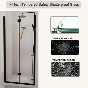 Semi Frameless Bifold Pivot Shower Door, Reversible Installation