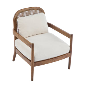 Elliston Rattan Backrest Solid Wood Accent Chair with Cushions - Set of 2