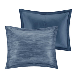 7 Piece Printed Seersucker Comforter Set Navy Queen
