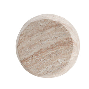 Travertine Lightweight Concrete Side Table For Indoor / Outdoor Use - Beige