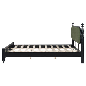 King Bed Frame, Solid Wood Platform with Slats, Modern
