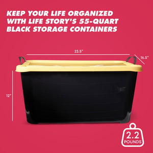 Life Story 55 Quart Stackable Storage Bin, Heavy Duty Lidded Container, 6 Pack