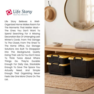 Life Story 55 Quart Stackable Storage Bin, Heavy Duty Lidded Container, 18 Pack