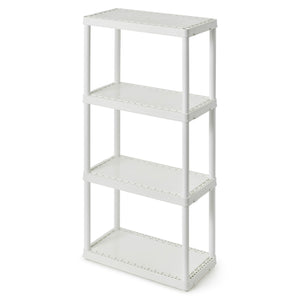 Gracious Living 4 Shelf Fixed Height Solid Light Duty Home Storage Unit, White
