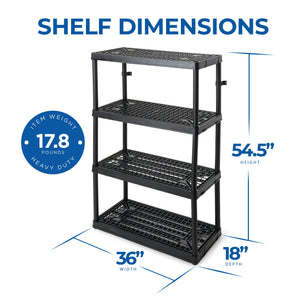 Gracious Living 4 Shelf Fixed Height Ventilated Storage Unit, Black, 2 Pack