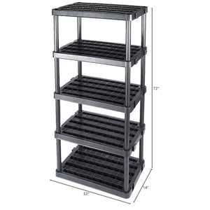 Gracious Living 5 Shelf Adjustable Ventilated Medium Duty Shelving Unit, Black