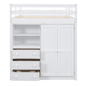 Loft Bed With Built In Wardrobe, Shelves And Drawers
