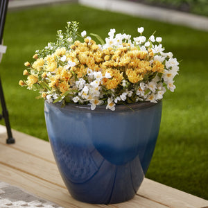 Suncast 1606NP36 Seneca 16" Ombre Decorative Durable Resin Planter Blue & Brown