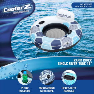 Bestway CoolerZ Rapid Rider Inflatable Lake Pool Tube Float, Blue/Gray, 10 Pack
