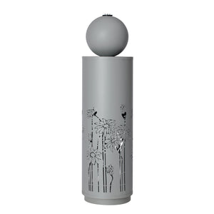34.25'H Light Gray Metal Cutout Outdoor Water Fountain with LED Lights