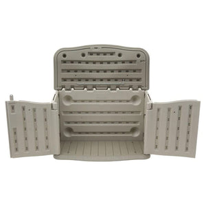 Rubbermaid Plastic Double Walled Horizontal Outdoor Storage Shed, Sand/Brown