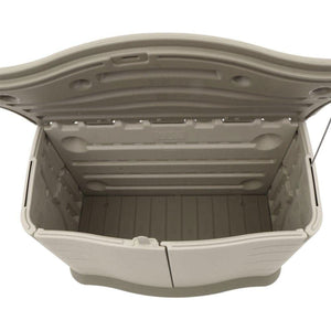 Rubbermaid Plastic Double Walled Horizontal Outdoor Storage Shed, Sand/Brown
