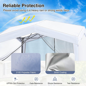Pop up Canopy Tent wiht 4 Sidewalls Mesh Netting Wheeled Bag-White