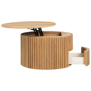 Round Lift Top Coffee Table With Hidden Storage For Living Room