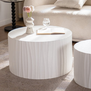 Nesting Coffee Table Set of 2 Round Wooden Tables