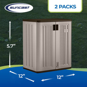 Suncast 9 Cu Ft Heavy Duty Resin Garage Base Storage Cabinet, Platinum (2 Pack) - TRAPSKI