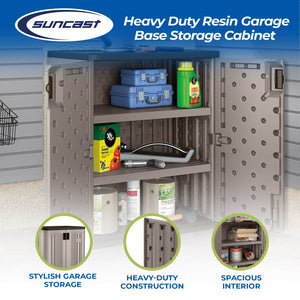 Suncast 9 Cu Ft Heavy Duty Resin Garage Base Storage Cabinet, Platinum (2 Pack) - TRAPSKI