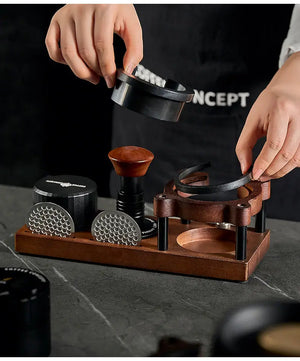 Cute Bear Espresso Tamper Set with Walnut Stand - Gift for Coffee Lovers Under $29
