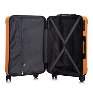 3-Piece ABS Spinner Wheel Luggage Set in Black and Orange