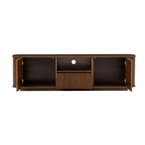 70" TV Stand With Ample Storage, Curved Corners - Dark Brown