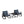 Outdoor Rocking Bistro Set Of 3, Oversized Rocking Chairs With Cushions And Side Table - Black / Blue