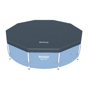 Bestway Round PVC 10 Foot Pool Cover for Above Ground Pro Frame Pools (2 Pack)