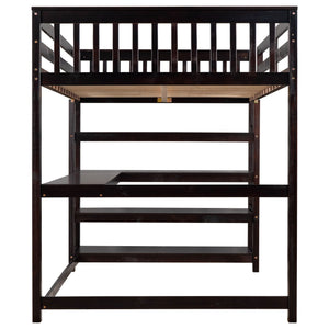 Loft Bed With Storage Shelves And Under Bed Desk