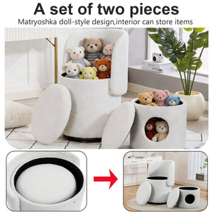 Barrel Chair & Built In Storage, 360° Swivel - Beige