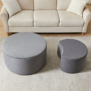 Modern Upholstered Round Coffee Table For Living Room (Set of 2)