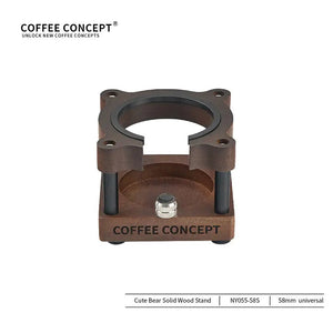 Cute Bear Espresso Tamper Set with Walnut Stand - Gift for Coffee Lovers Under $29