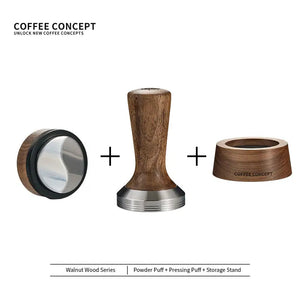 Solid Walnut Espresso Tamper Set - 58mm Solid Wood Handle + Stand