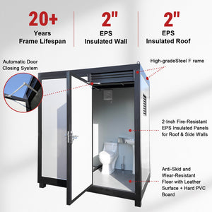 Portable Toilet Cabin - Outdoor Shower Room with Shower, Lights, Sink, and Ventilation Fan