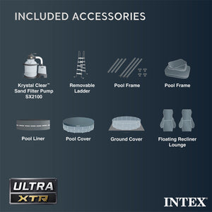 Intex 20ft x 48in Ultra XTR Round Pool, Pump, Ladder, Lounger (2 Pack), & Cooler