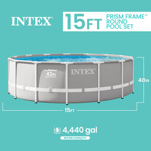 Intex Prism Frame 15'x48" Swimming Pool Set with Ladder, Cover & Maintenance Kit