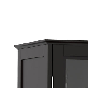 Minimalist Buffet Cabinet With Double Glass Doors And Drawer