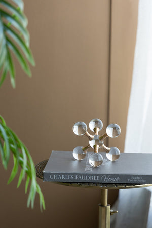 7.9" x 7.9" x 7.9" Clear and Gold Decorative Sculpture