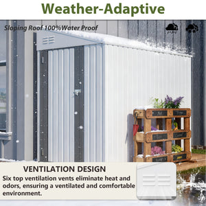 White 4' x 7' Lean-To Storage Shed