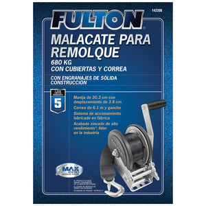 Fulton 142208 Single Speed Tow Winch with 20 Inch Strap, 1500 Pound Capacity