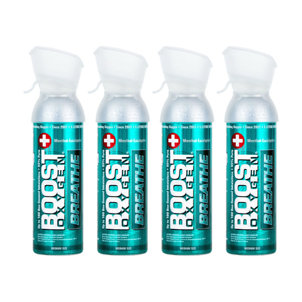 Boost Oxygen Natural Portable 5-Liter Pure Oxygen Canister, Menthol (4 Pack)