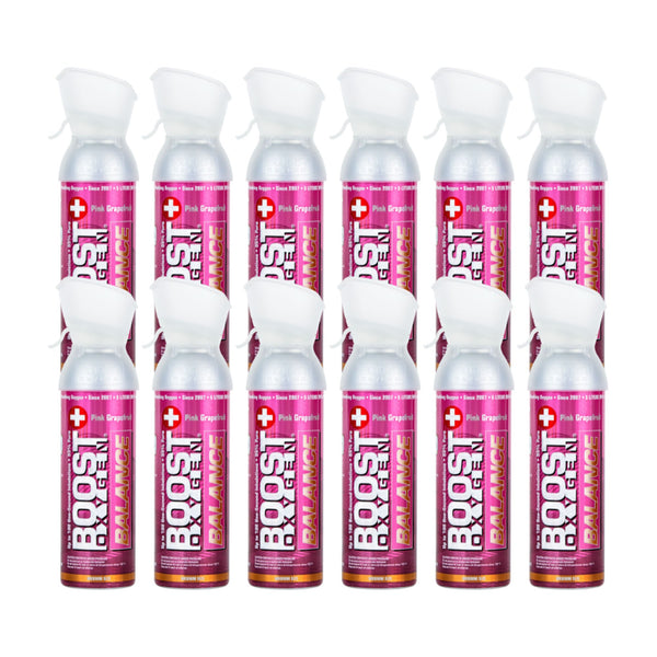 Boost Oxygen Natural 5 Liter Pure Oxygen Canister, Pink Grapefruit (12 Pack)