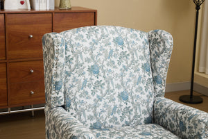 Modern Accent Chair with Retro Wood Legs and Floral Design
