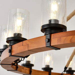 18-Light Rustic Wagon Wheel Chandelier