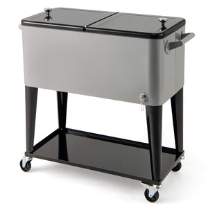 Portable Patio Cooler with Bottom Storage Shelf and Bottle Opener