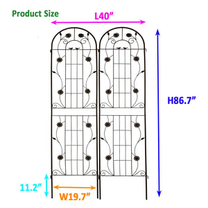 2 Pack Metal Garden Trellis 86.7" x 19.7" Rustproof Trellis for Climbing Plants
