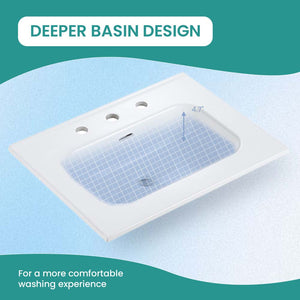 Glossy White Ceramic Integrated Sink