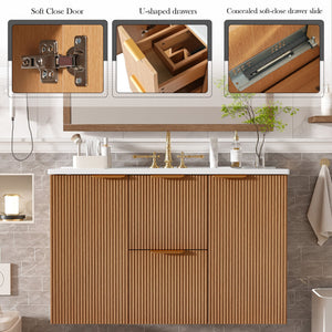 Modern Wall Mounted Bathroom Vanity, Soft Close Doors