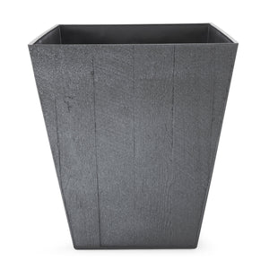 Suncast 16 Inch Farmington Decorative Rustic Wood Finish Garden Planter, Gray